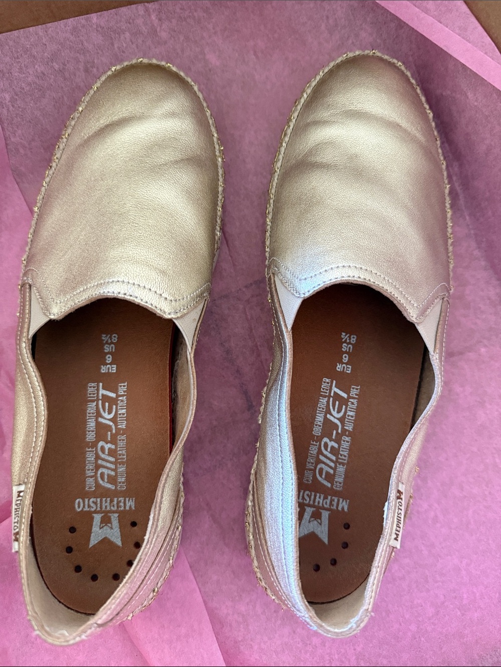 Mephisto Women's Metallic Slip-On Espadrilles - Rose Gold